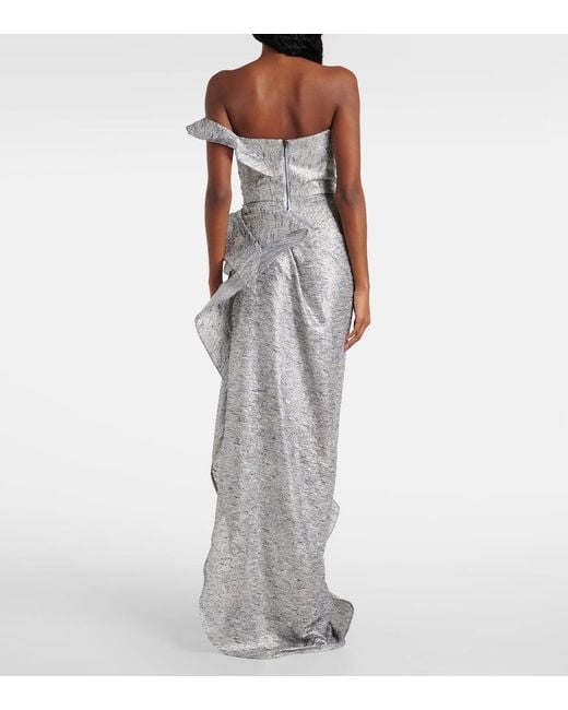 Maticevski White Satellite Wave Ruffled Gown