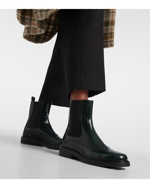 Tod's Green Leather Chelsea Boots