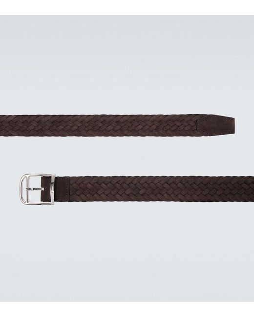 Brioni Brown Braided Suede Belt for men