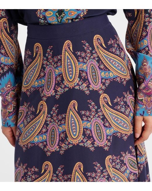 Etro Red Paisley Silk Maxi Skirt