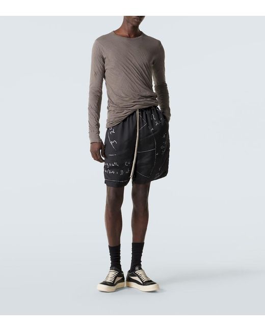 Rick Owens Black Printed Shorts for men