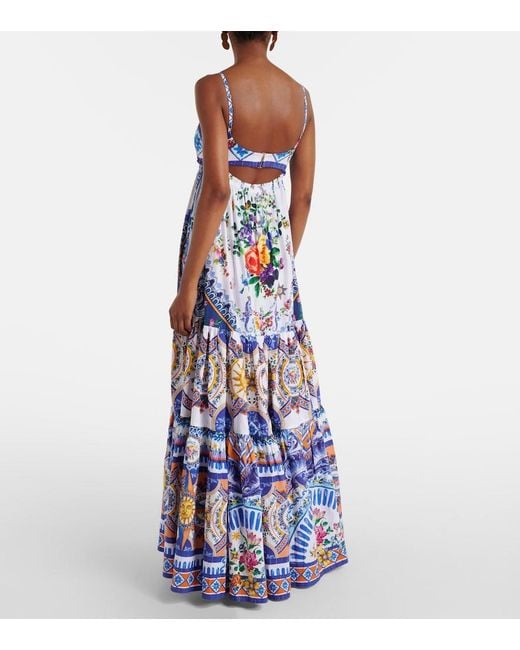 Camilla Blue Floral Cotton Maxi Dress