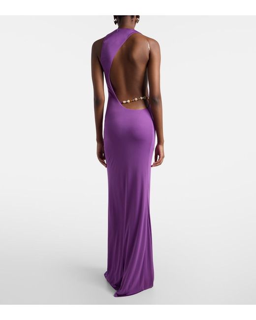 Robe Longue Maha A Dos Nu Et Perles De La Vali en coloris Purple