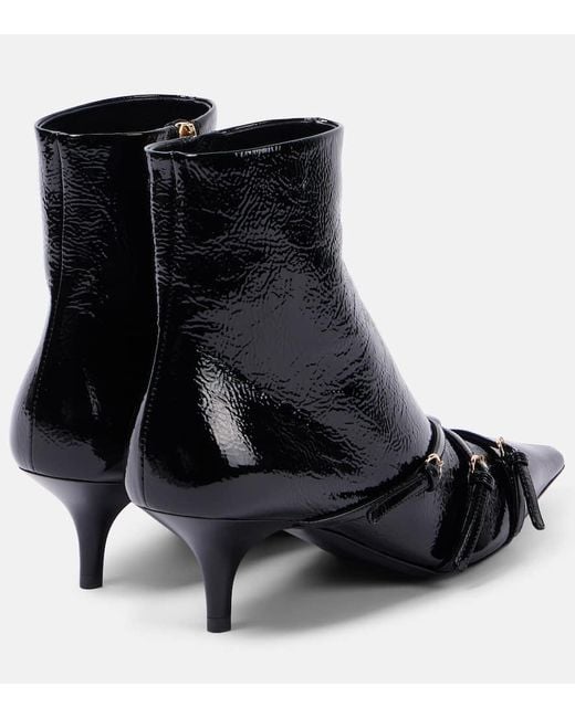Miu Miu Black Ankle Boots Aus Lackleder