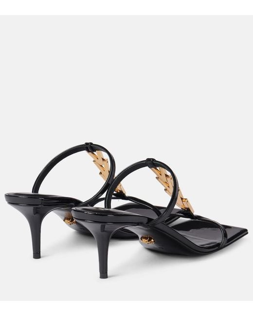 Versace Blue 40 Patent Leather Sandals