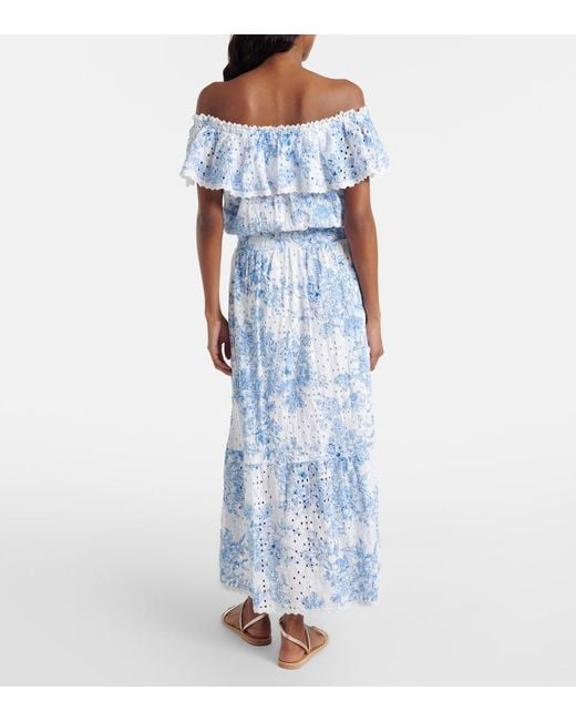 Melissa Odabash Blue Larna Printed Cotton Midi Dress