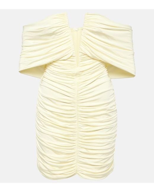Magda Butrym Metallic Draped Off-Shoulder Minidress