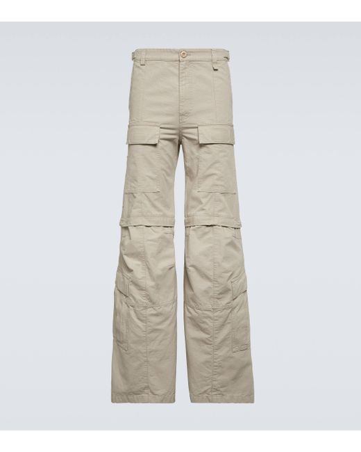 Balenciaga Natural Hybrid Flared Cotton Cargo Pants for men