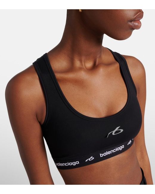 Balenciaga Black Logo Sports Bra