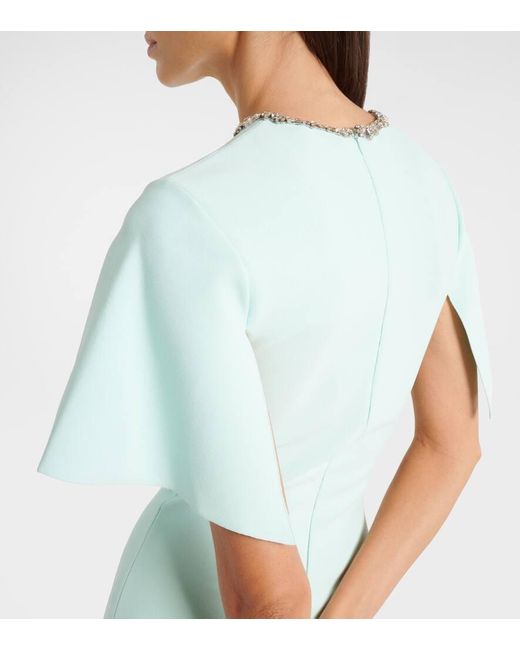 Alexander McQueen Blue Cocktailkleid Aus Crepe Mit Kristallen