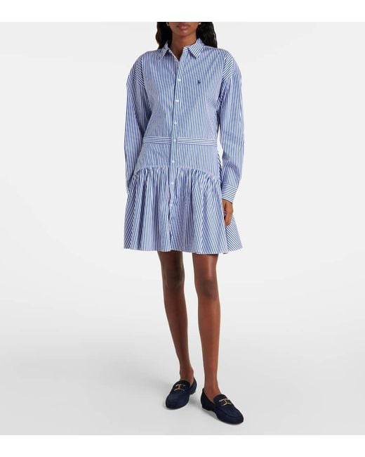 Polo Ralph Lauren Blue Striped Cotton Shirt Dress