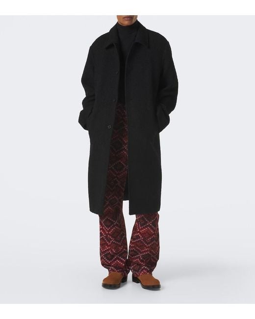 Dries Van Noten Black Wool-Blend Coat for men