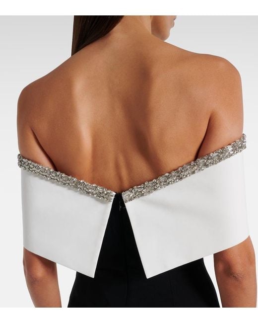 Roland Mouret Black Verzierte Off-Shoulder-Robe Aus Satin