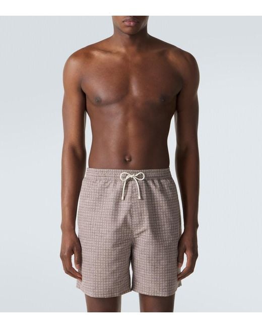 Brunello Cucinelli Gray Printed Swim Trunks for men