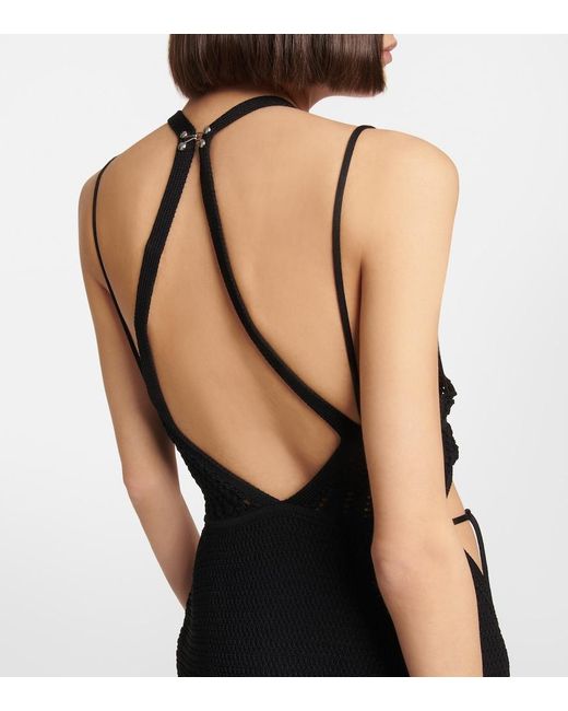 Dion Lee Black Crochet Halterneck Midi Dress