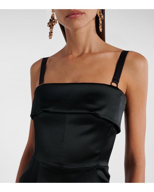 Dolce & Gabbana Black Satin Midi Dress