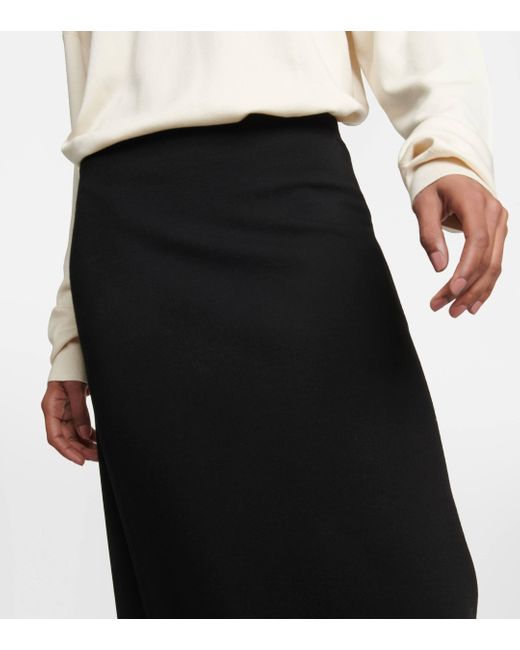 The Row Black Daffodil Wool-blend Crepe Maxi Skirt