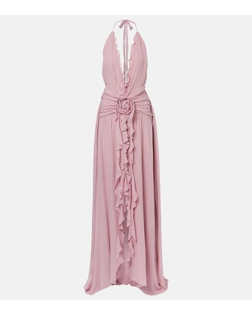 Blumarine Pink Ruffled Georgette Gown
