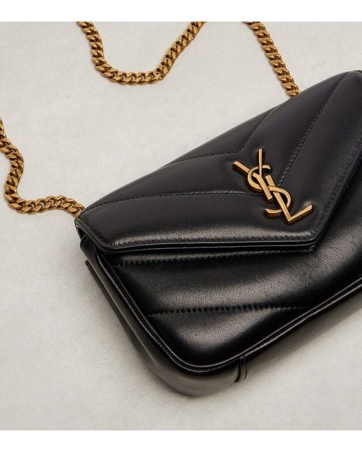 Saint Laurent Black Loulou Mini Leather Crossbody Bag
