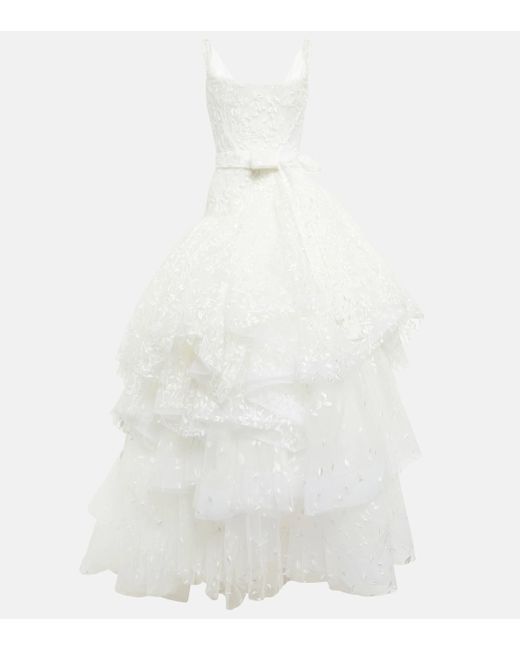 Vivienne Westwood White Bridal Princess Embroidered Gown