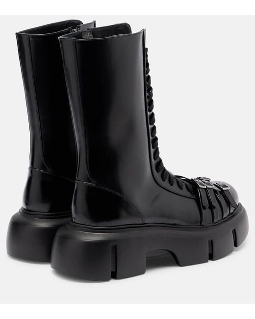 Simone Rocha Black Platform Leather Combat Boots