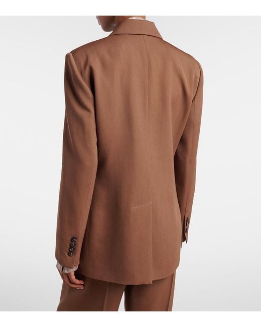 Brunello Cucinelli Brown Double-Breasted Wool-Blend Blazer