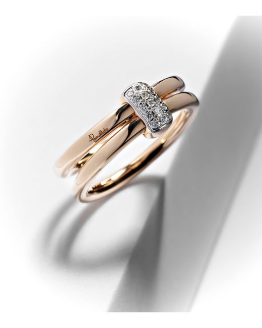 Pomellato Metallic Together 18Kt Rose Ring With Diamonds