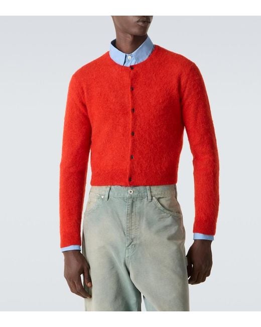Auralee Red Alpaca Cardigan for men