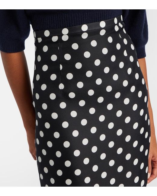 Khaite Black Winton Polka-Dot High-Rise Silk Maxi Skirt