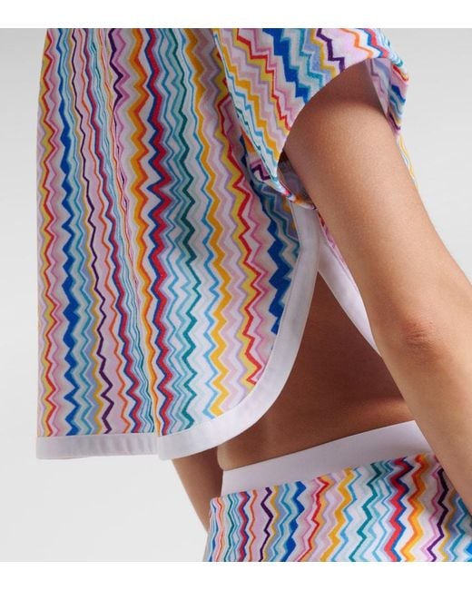 Crop Top De Rizo En Zigzag Missoni de color Blue
