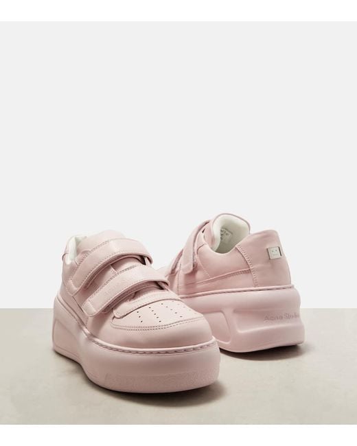 Acne Pink Face Leather Platform Sneakers