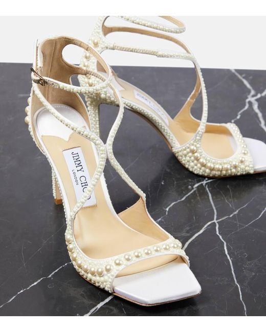 Jimmy Choo Metallic Bridal Verzierte Sandalen Azia Aus Leder