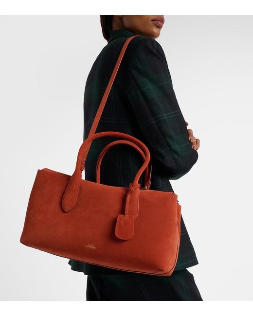 Polo Ralph Lauren Red Bellport Medium Suede Tote Bag