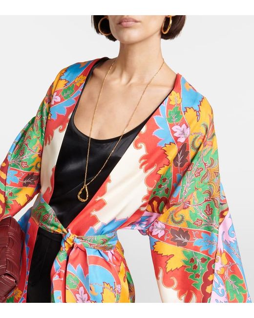 Etro Red Printed Silk Beach Cover-Up