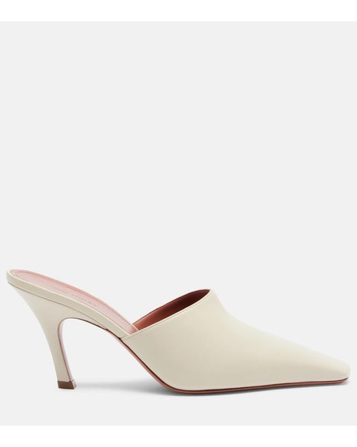 AMINA MUADDI White Jamie Leather Mules