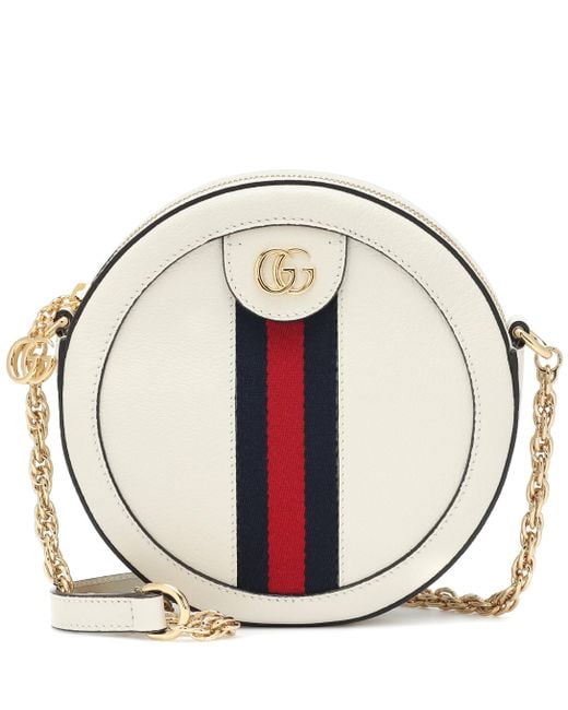 Gucci Ophidia Mini Round Leather Shoulder Bag in White - Lyst