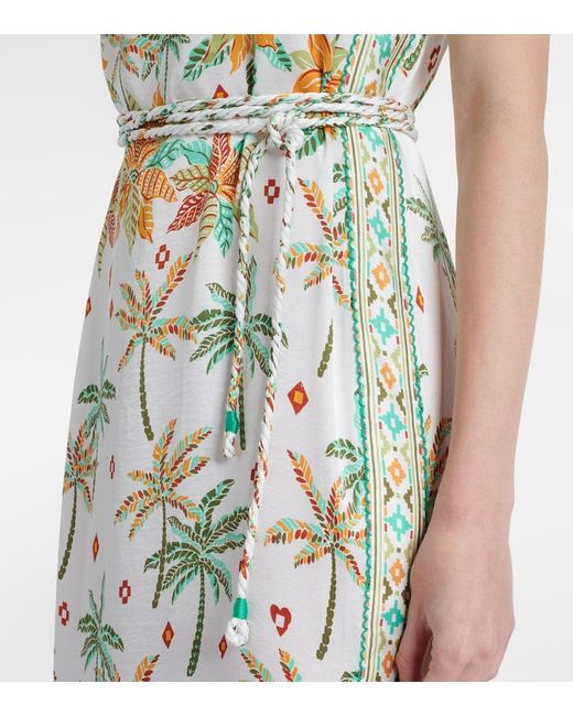 Poupette Metallic Isabelle Printed One-Shoulder Kaftan