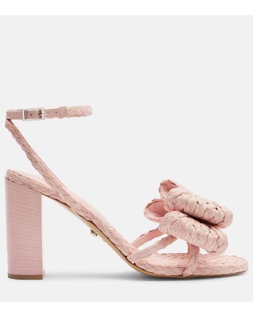 Mach & Mach Pink Cadeau Raffia-Effect Sandals