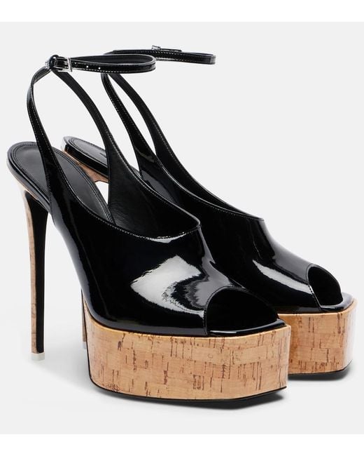 The Attico Black Ornella Patent Leather Platform Slingback Pumps