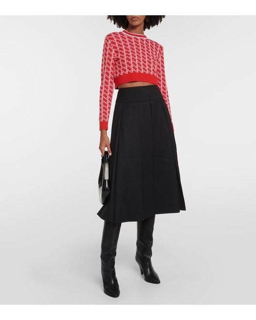 Patou Red Logo Jacquard Wool Sweater