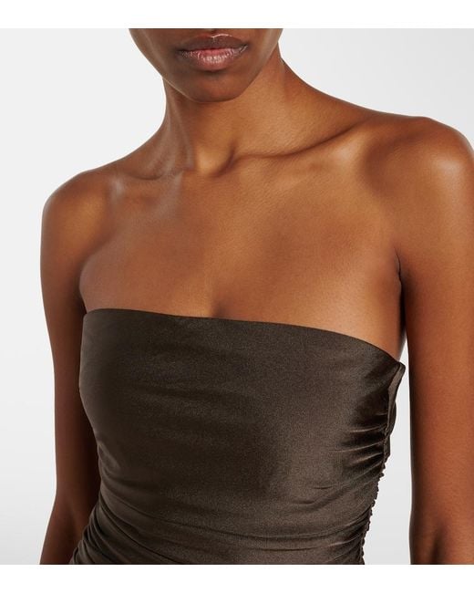 Jonathan Simkhai Brown Lorena Applique Ruched Swimsuit