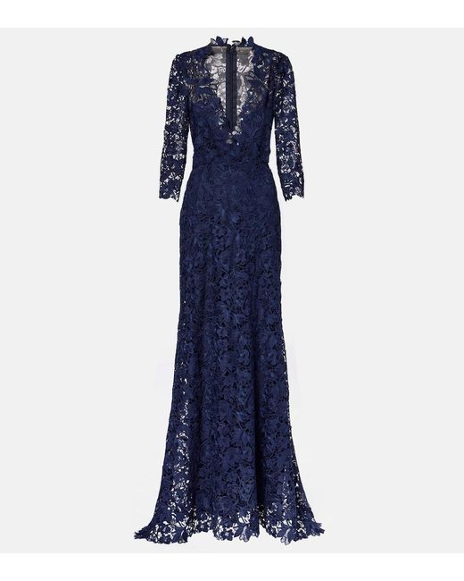 Monique Lhuillier Blue Lace Gown