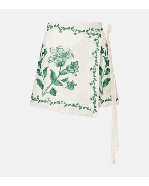 Agua Bendita Green Luna Floral Linen Beach Cover-Up