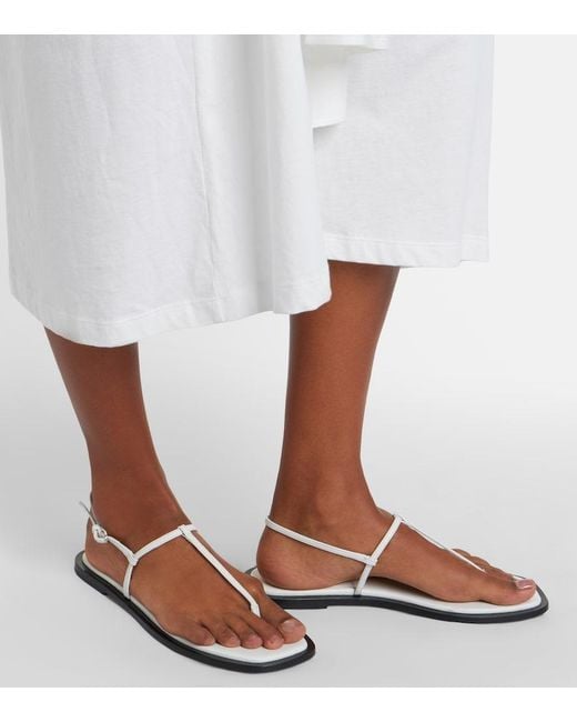 Totême White Leather Thong Sandals