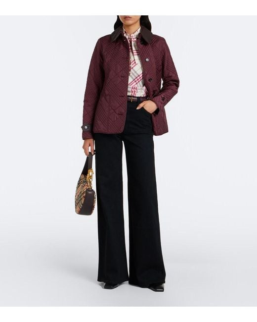 Burberry Purple Fernleigh Leather-Trimmed Quilted Jacket