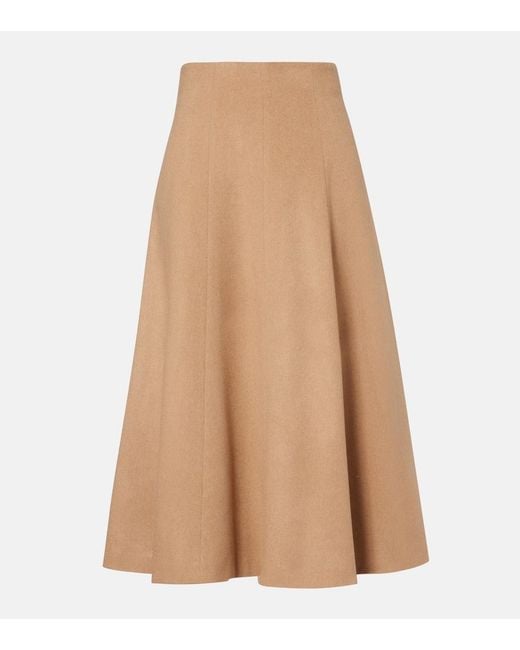 Max Mara Natural Geneve Camel Hair Midi Skirt