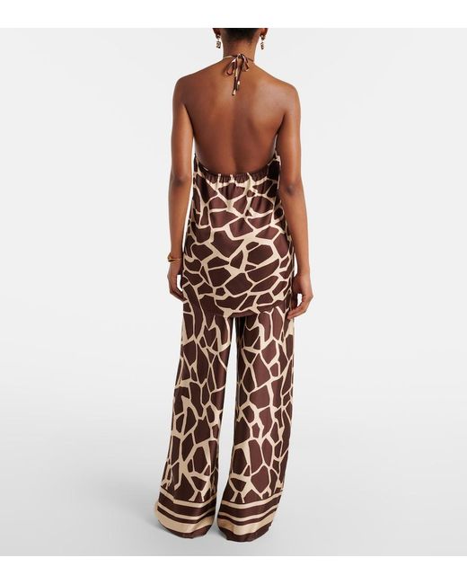 Faithfull The Brand Multicolor Jensen Animal-Print Satin Wide-Leg Pants