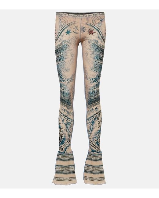 Jean Paul Gaultier Blue Printed Jersey Flared leggings