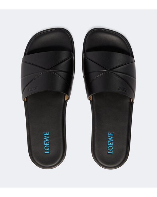 Loewe Black Origami Leather Slides for men