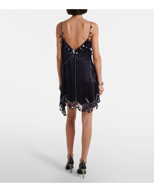 Isabel Marant Blue Ludna Embellished Silk Satin Minidress